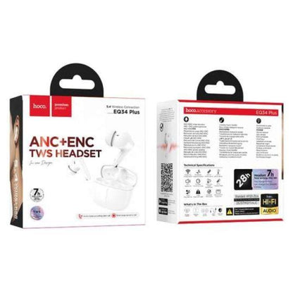 HOCO EQ34 PLUS RIMA, ΑΣΥΡΜΑΤΑ ΑΚΟΥΣΤΙΚΑ, ENC+ANC, TWS, ΛΕΥΚΟ