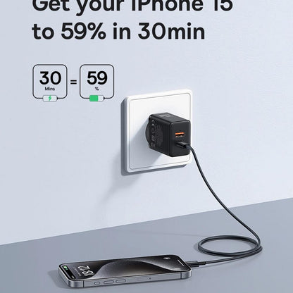 BASEUS CUBE ΦΟΡΤΙΣΤΗΣ, 20W, 2 ΘΥΡΕΣ, ΜΑΥΡΟΣ