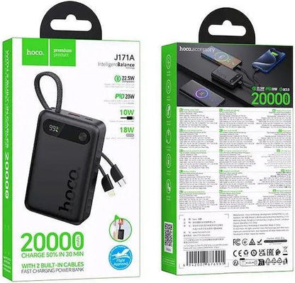 HOCO J171A EDGE POWERBANK, 20000MAH, PD20W, ΜΑΥΡΟ
