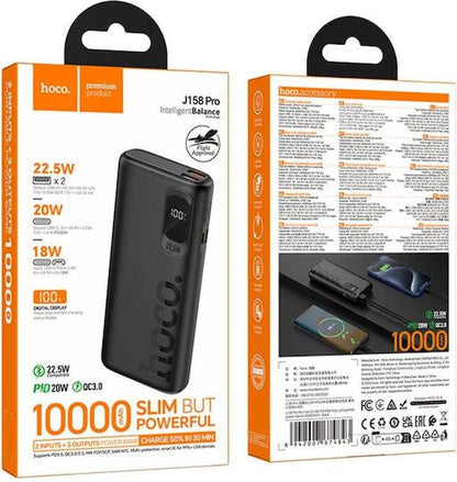 HOCO J158 PRO RUNNER POWERBANK, 10000MAH, PD20W, ΜΑΥΡΟ