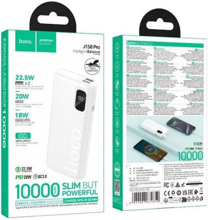 HOCO J158 PRO RUNNER POWERBANK, 22.5W+PD20W, 10000MAH, ΛΕΥΚΟ