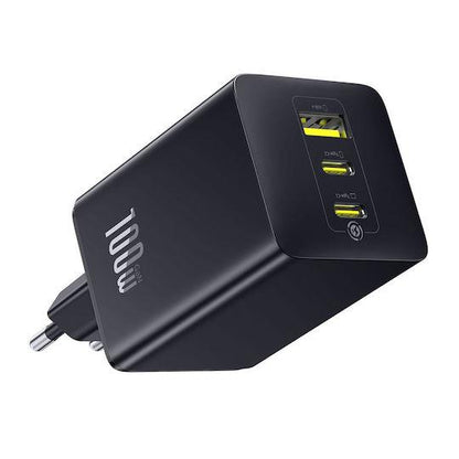BASEUS ENERFILL FE22, ΦΟΡΤΙΣΤΗΣ ΤΟΙΧΟΥ, 2X TYPE-C + 1X USB-A, 100W, COSMIC BLACK