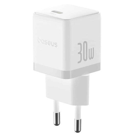 BASEUS PALM, ΦΟΡΤΙΣΤΗΣ ΤΟΙΧΟΥ, 1X TYPE-C, 30W, MOON WHITE