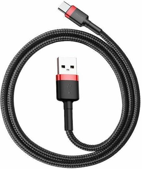 BASEUS CAFULE, ΚΑΛΩΔΙΟ ΦΟΡΤΙΣΗΣ, USB ΣΕ TYPE-C, 0.5m, 3A, ΚΟΚΚΙΝΟ+ΜΑΥΡΟ