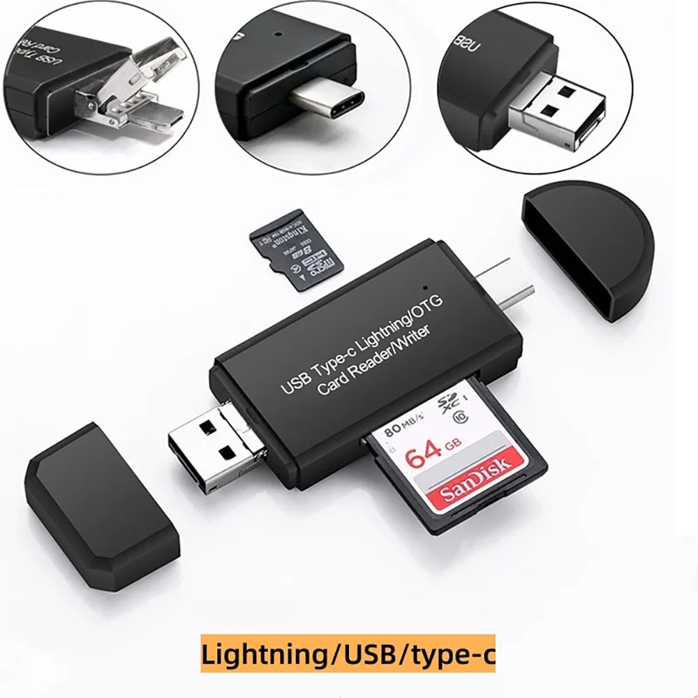 4in1 card reader Micro+2.0 A+Type C+Lightning