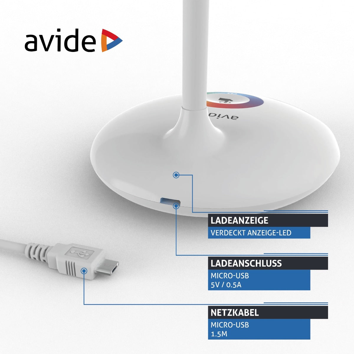 Avide LED Φωτιστικό Γραφείου RGB Άσπρο 4W