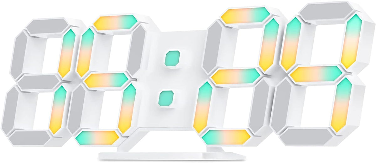 EDUP EH-LED1319 3D LED Wall Clock 9.5 Remote Control Digital Nightlight