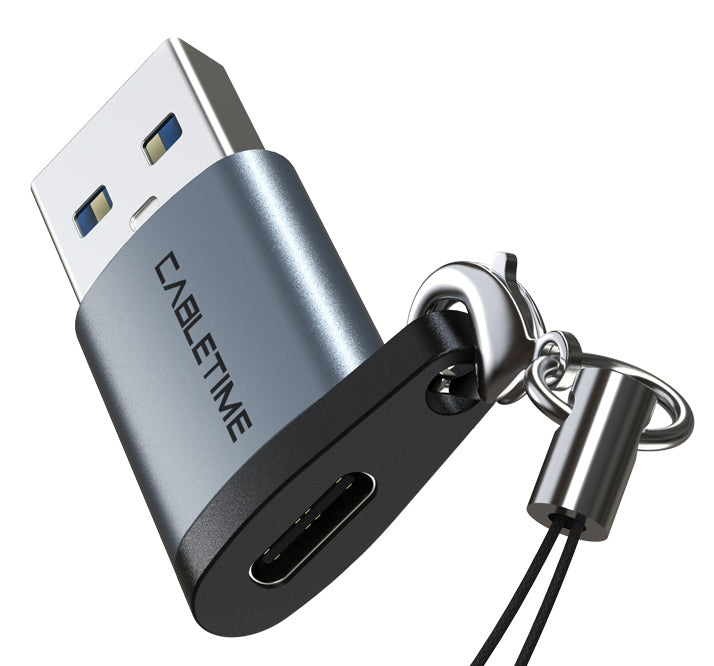 CABLETIME αντάπτορας USB-C σε USB CT-AMCF, 2.1A, 5Gbps, γκρι