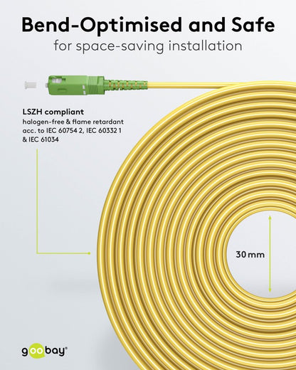 Goobay Καλώδιο Οπτικής FTTH Ίνας Μονής Λειτουργίας OS2 Κίτρινο 2μ