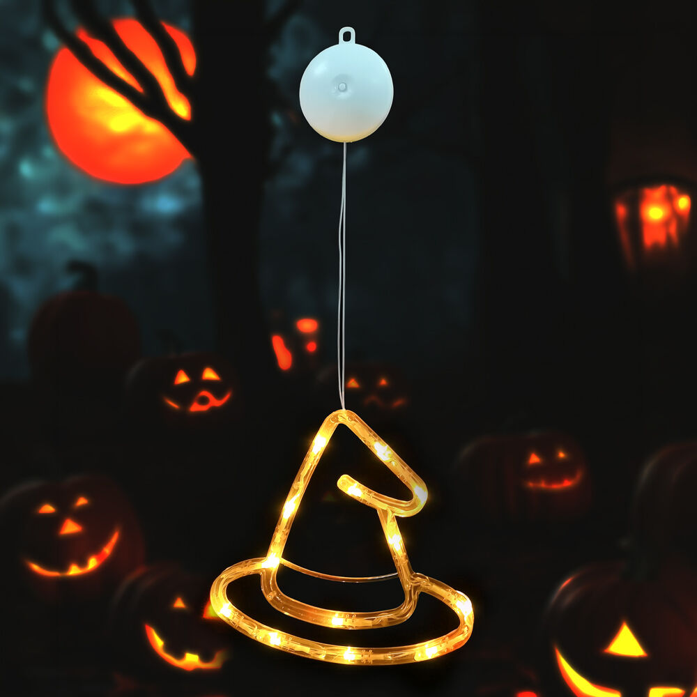 Διακοσμητικό παραθύρου Modee Halloween LED σε σχήμα καπέλου μάγισσας H103 (20x19mm)