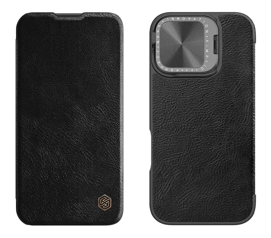 NILLKIN θήκη Qin Prop Leather για iPhone 16, δερμάτινη, μαύρη