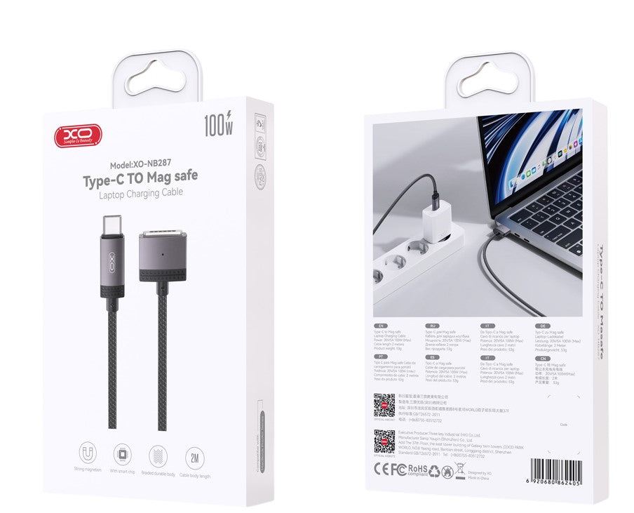 XO NB287 Μαγνητικό Καλώδιο Φόρτισης Type-C σε magsafe 100W 2m
