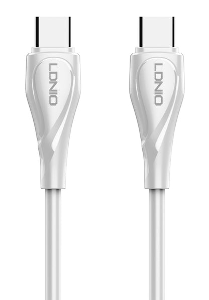 LDNIO καλώδιο USB-C σε USB-C LC611C, 65W PD, 1m, λευκό