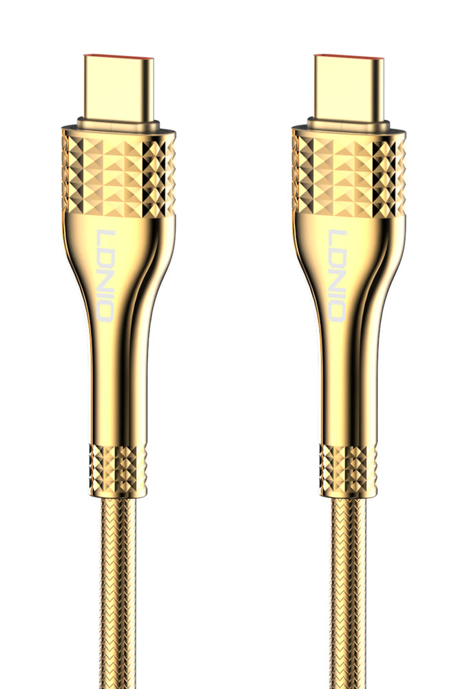 LDNIO καλώδιο USB-C σε USB-C LC651C, 65W, 1m, χρυσό