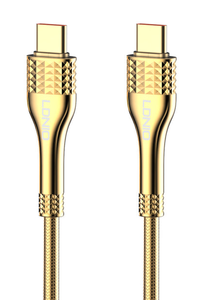LDNIO καλώδιο USB-C σε USB-C LC651C, 65W, 1m, χρυσό