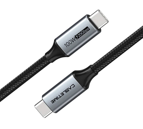 CABLETIME καλώδιο USB-C CT-C160-PU31-CMCM2, USB 3.2, 100W, 20Gbps, 4K, 1.5m, μαύρο