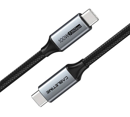 CABLETIME καλώδιο USB-C CT-C160-PU31-CMCM2, USB 3.2, 100W, 20Gbps, 4K, 1.5m, μαύρο