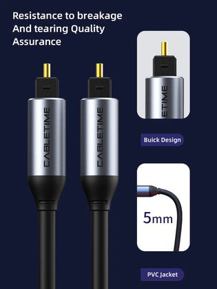 CABLETIME καλώδιο ήχου Toslink CT-AV380-P04GN, gold plated, 5mm, 3m, μαύρο