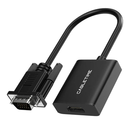 CABLETIME αντάπτορας VGA σε HDMI CT-AV582-VGAH με 3.5mm & micro USB, 1080p/60Hz, μαύρος