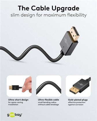 GOOBAY καλώδιο DisplayPort 77443, 8K/120Hz, 40 Gbps, 2m, μαύρο