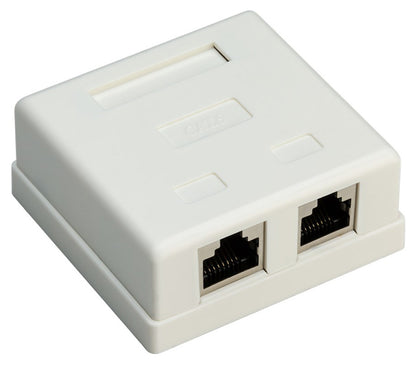 GOOBAY επιτοίχια πρίζα δικτύου 77635, 2 θύρες RJ45, CAT 6 STP, λευκή