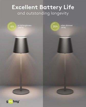 GOOBAY επιτραπέζιο φωτιστικό 77673, 3000K, dimmable, επαναφορτιζόμενο, μαύρο
