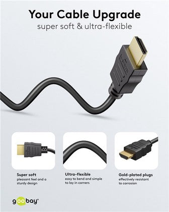 GOOBAY καλώδιο HDMI 80105 με Ethernet, soft, 4K/60Hz, 18 Gbps, 5m, μαύρο