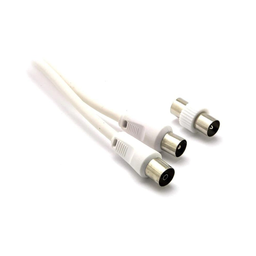 ANTENNA CABLE MALE - FEMALE WHITE WITH M-M ADAPTER L.2,0M