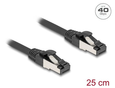 DELOCK καλώδιο δικτύου 80566, CAT 8.1 S/FTP, copper, 2000MHz, 0.25m, μαύρο
