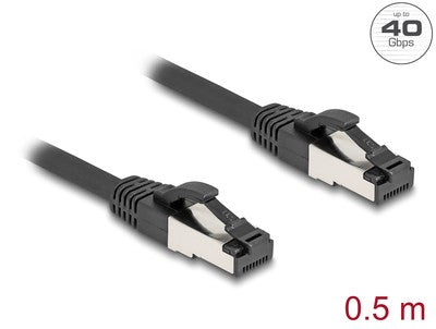 DELOCK καλώδιο δικτύου 80570, CAT 8.1 S/FTP, copper, 2000MHz, 0.50m, μαύρο
