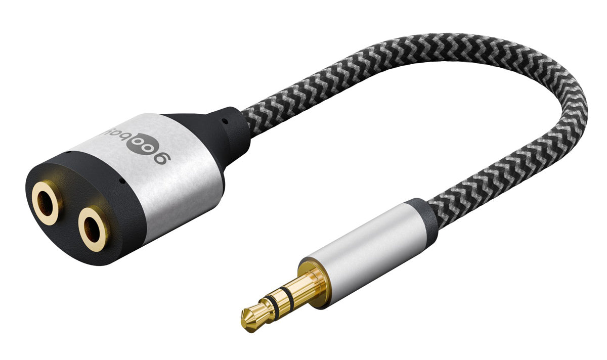 GOOBAY αντάπτορας ήχου 3.5mm σε 2x 3.5mm 80586, μαύρος/γκρι