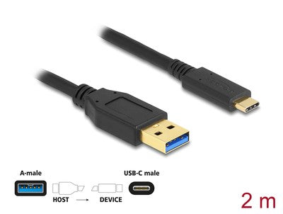 DELOCK καλώδιο USB-C σε USB 84004, 10Gbps, 2m, μαύρο
