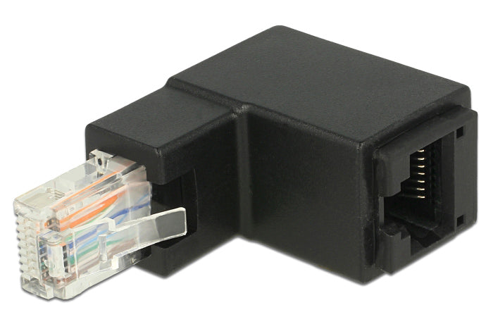DELOCK αντάπτορας RJ45 86424, CAT 6 UTP, γωνιακός 90°, μαύρος