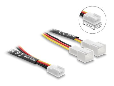 DELOCK καλώδιο 1x 3pin σε 2x 3pin 91429 για ανεμιστήρες, 10cm