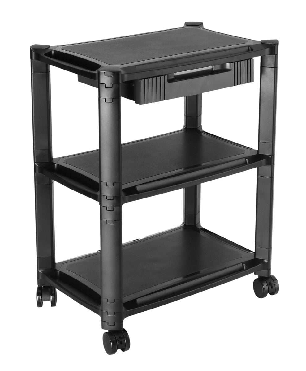 BRATECK ραφιέρα δαπέδου AMS-5L με ροδάκια, 3 ράφια, 50x33x63.5cm, έως 10kg, μαύρη