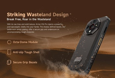 ULEFONE smartphone Armor X16 Pro, 6.56", 8/256GB, 5G, 10360mAh, IP68/IP69K/MIL-STD-810H, μαύρο