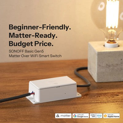 SONOFF smart διακόπτης BASIC Gen5, 1 κανάλι, WiFi, συμβατός με Matter, 10A, λευκός