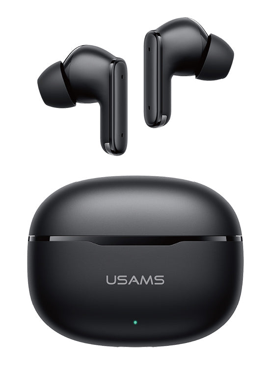 USAMS earphones με θήκη φόρτισης E05, True Wireless, BT 6.0, μαύρα