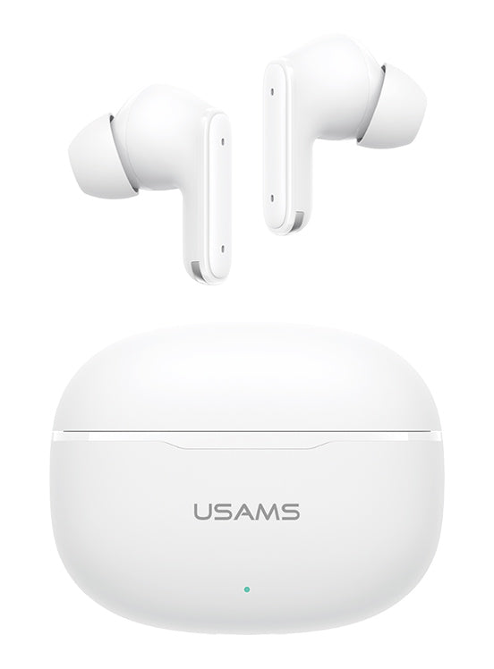 USAMS earphones με θήκη φόρτισης E05, True Wireless, BT 6.0, λευκό