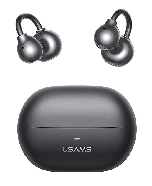 USAMS earphones με θήκη φόρτισης Echo R02, OWS, Φ11mm, 50/300mAh, μαύρα