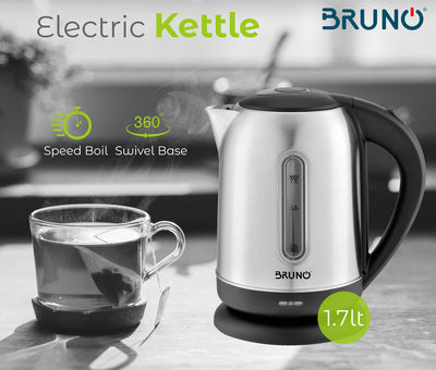 BRUNO ηλεκτρικός βραστήρας BRN-0029, 2200W, 1.7lt, βάση 360°
