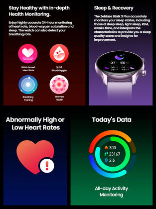 ZEBLAZE smartwatch Btalk 3 Plus, heart rate, 1.39" IPS, μαύρο