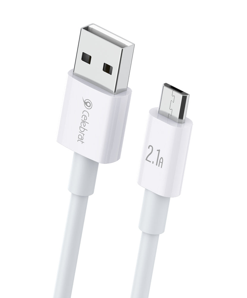 CELEBRAT καλώδιο Micro USB σε USB CB-24M, 2.1A, 1.2m, λευκό