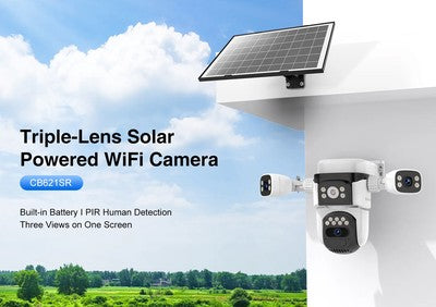 VSTARCAM smart ηλιακή κάμερα CB621SR, triple lens, 2MP, WiFi, SD, PTZ, IP66
