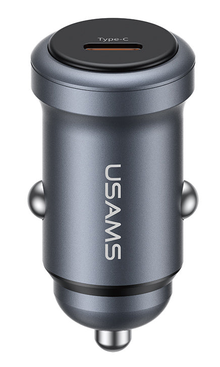 USAMS φορτιστής αυτοκινήτου CC321, USB-C, 30W, γκρι