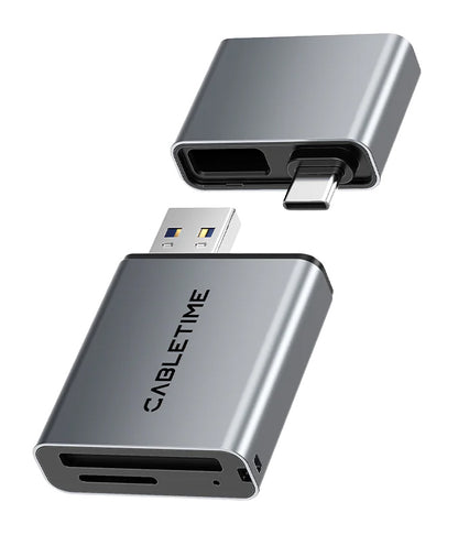 CABLETIME card reader CT-ACCD3-AG για SD & micro SD, USB 3.0, 5Gbps, γκρι