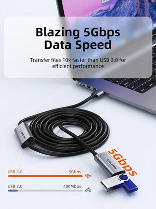 CABLETIME καλώδιο προέκτασης USB CT-AMAFA3, active, 5Gbps, 5m, μαύρο