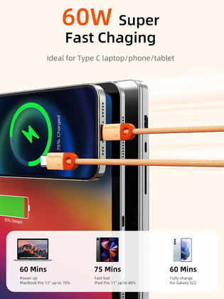 CABLETIME καλώδιο USB-C CT-CM60-PBW, 60W PD, 480Mbps, 0.25m, μαύρο