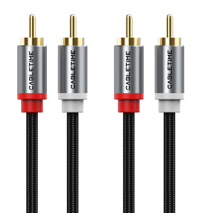 CABLETIME καλώδιο ήχου 2x RCA σε 2x RCA CT-RCA, 1m, μαύρο