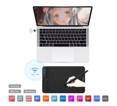 XP-PEN ταμπλέτα σχεδίασης με γραφίδα Deco Mini 7W, ασύρματη σύνδεση, 177.8x111.1mm, μαύρο